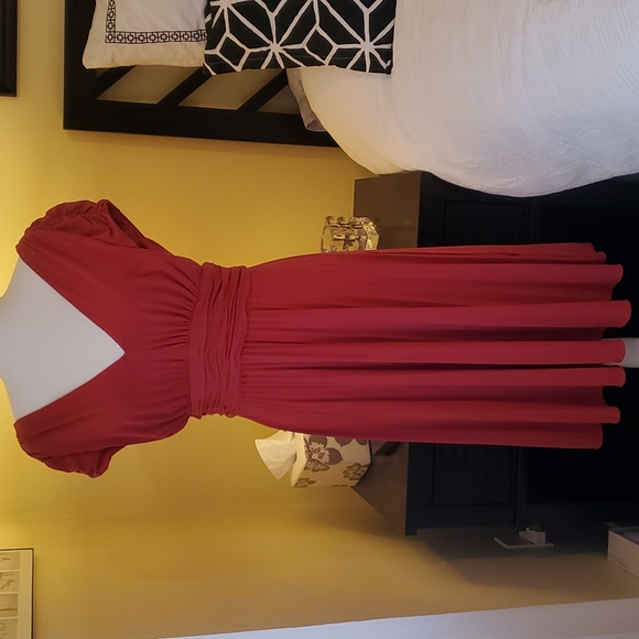 IVY BLU DRESS, size 10, rose, cap sleeve, v-neck, full pleated skirt, excellent. - Picture 2 of 11